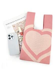 Romantic XOXO Handbag, Heart Pattern Tote Bag, Crossbody Bag, Suitable For Everyday Use, Suitable As A Gift - Pink - View 4