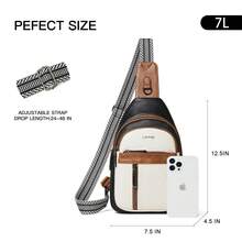 LATMAP New Women's Chest Bag, Fashionable Waterproof Shoulder Crossbody Bag, Large Capacity, With Shoulder Strap, Ideal For Sports, Fitness, Leisure Outing, Can Carry Cell Phone And Change,Christmas Gifts - Black White Brown - View 8