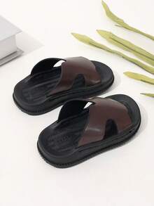 1 Pair Children's Fashion Soft-Sole Comfortable Slip-On Sandals For Summer - Brown - View 5