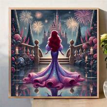 Disney Set de Kit de pintura de diamantes 5D con diseño de tema de princesa de dibujos animados, kit de pintura de diamantes completo que estimula la imagen de mosaico arte de pared manualidades para decoración del hogar, decoración de fiesta de vacaciones, regalo hecho a mano perfecto