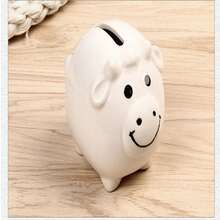 1 件陶瓷存钱罐结婚礼物新奇可爱小绵羊办公桌工艺品装饰储蓄罐 {颜色随机}