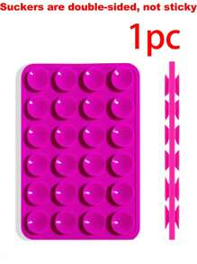 1 pieza/2 piezas Soporte para teléfono con ventosa de silicona doble cara, forma cuadrada, 14 opciones de color, soporte móvil, portátil y móvil