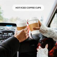 25/50/75/100pcs Disposable Kraft Paper Coffee Cup Sleeves, Heat Insulated Non-Slip Holders, Suitable For Hot & Cold Drinks, Coffee, Tea, Bubble Tea, Party Supplies