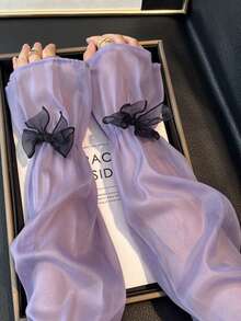 1 Pair Women's Multi-Color Bow Lace Mesh Oversized Lightweight Breathable Soft Anti-UV Vintage Elegant Sweet Casual Fashion Versatile Arm Sleeve Suitable For Women's Daily Or Outdoor Wear In Spring And Summer - Multicolor - View 1