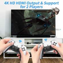 2025 M15 Wireless Retro Handheld Gaming Console, Joystick, Joystick, Retro Gaming Console, Built-In 20,000+ Plug & Play Retro Video Games And 9 Classic Emulators, 4K HDTV Output And Dual 2.4G Wireless Controllers, Home Entertainment, Easter Day Gift! - 白色 - 查看 3