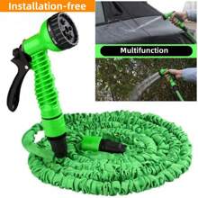 1pc 25/50/75ft Expandable Garden Hose With 7-Function Shower Sprayer Set - Durable, Nozzle Attached Yard Watering & Irrigation Hose, Outdoor Use And Car Wash Hose High Pressure Water Gun - No Power Needed