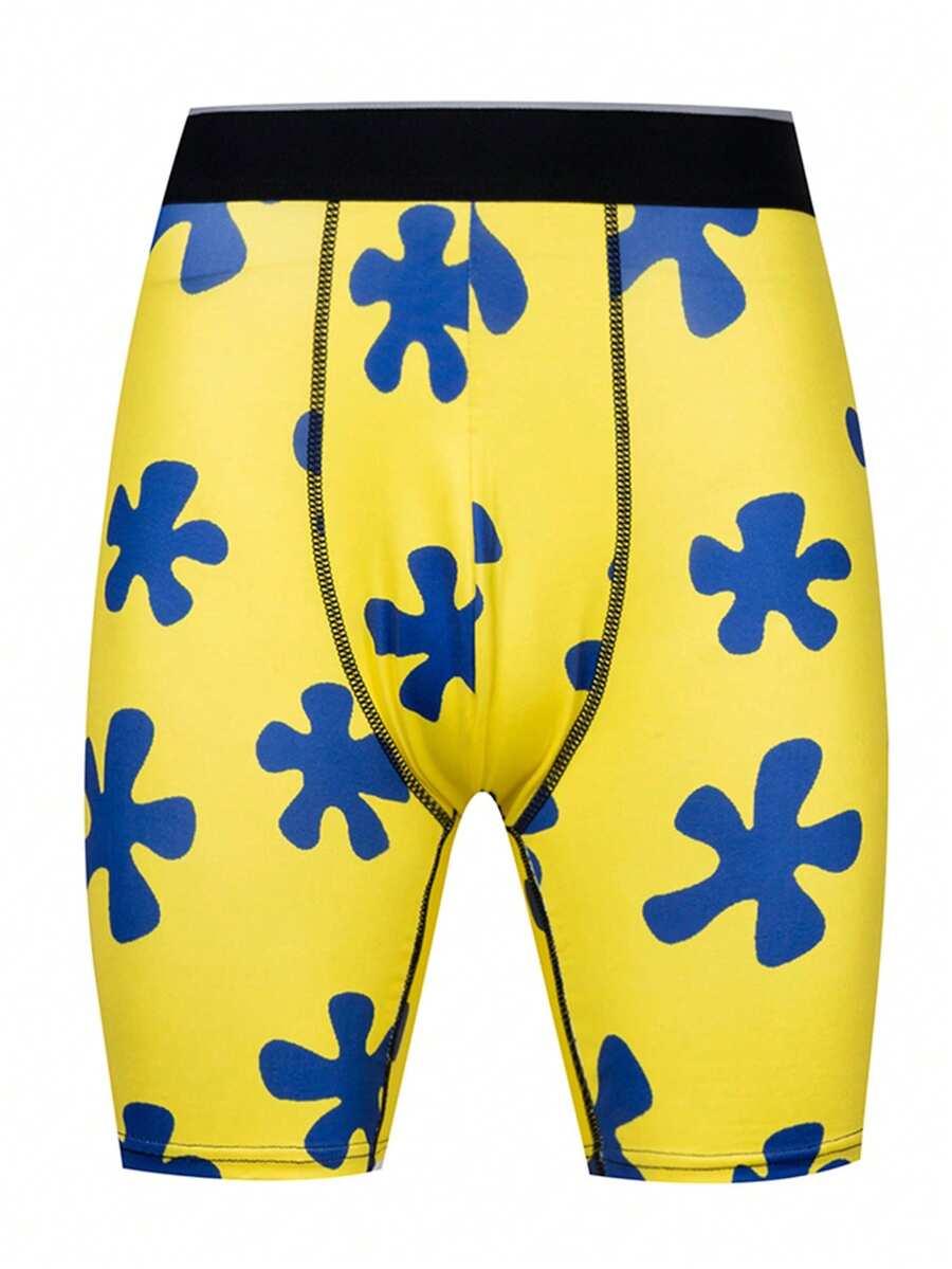 Men's Summer Holiday Floral Printed Boxer Briefs - Yellow - View 1