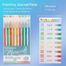 1 Box 9 Colors High Capacity Drawing Pens: Multi-Colors, Gel Ink, Suitable For Student Journals, Scrapbooking, Graffiti Coloring, Highlighter Marker Pens, Great For Office, Thanksgiving, Christmas, Back To School Season