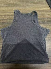 1 件春夏短款字母印花吊带背心、休闲内衣或外套，带内置杯垫 - 深灰色 - 查看 4