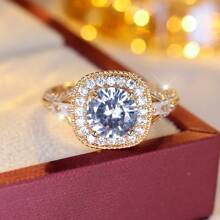 1pc Women's Luxury Elegant High-End Shiny Zirconia Ring, Party Jewelry, Holiday Gift