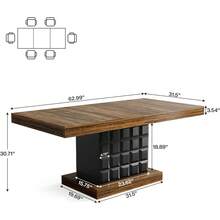 Tribesigns - Mesa de comedor rectangular moderna de 63 pulgadas para 4-6, mesa de comedor rectangular con relieve geométrico, mesa de comedor de cocina con pedestal, mesa de comedor de madera para - 1 - Ver 4