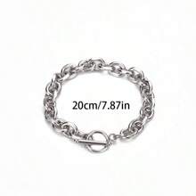 1pc Fashionable Stainless Steel O-Shape Buckle Punk Bracelet, Minimalist Design Men's Bracelet Suitable For Daily Wear