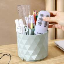 Rotatable Makeup Brush Holder Storage Bin, Vanity Organizer For Eyebrow Pencils, Lipsticks, Pen Cup Round Shape For Desk, Student Dormitory