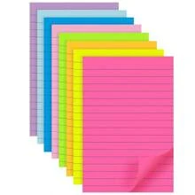 (8 Pad) notes adesive rigate 4x6 pollici, 8 colori, note adesive brillanti e rettangolari di grandi dimensioni per ufficio, casa, scuola, riunioni, 40 fogli/blocchetto, forniture scolastiche, back to school