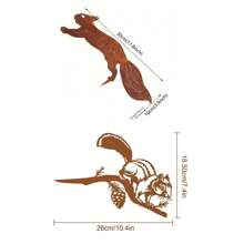 HELLOYOUNG Rustic Metal Squirrel Silhouette Stake - Decorative Iron Branch For Garden, Patio & Outdoor Fence Art
