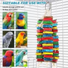 3pcs Colorful Wood Block & Paper Shredding Parrot Chewing Toys, Suitable For Parrots & Other Birds, Intelligent, Detachable Bird Cage Decor - Multicolor - View 6