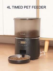  PetMuch Automatic Cat Feeders, 4L Timed Cat Dry Food Dispenser, Pet Bowls, Dual Power Supply, Programmable Portion Size, 4 Daily Meals, Auto Pet Feeder For Cats And Small Dogs - Black - View 3