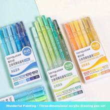 6 Colors Languo Feutre Acrylique Paint Markers Pens Stationery Acrylic Gel Pen 1.0mm For Rock Ceramic Glass Wood Drawing Writing Art School Supplies