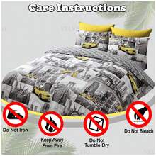 VELVETIO New York Patchi Printed Duvet Cover Set & Matching Pillowcase Reversible Bedding Set Single Double King And Super King Sizes - Multicolor - View 5