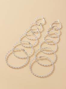 6 Pairs/ Set Golden/ Silvery Twisted Hoop Earrings Elegant Sexy Style Iron Jewelry Delicate Female Gift