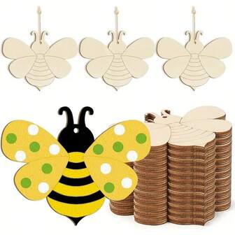 Unfinished Wooden Bee Shape Craft, DIY Painting Material, Home Decoration, Suitable For Painting, Festivals