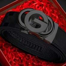 男士奢华自动扣皮带 - 可调节，时尚商务休闲风格，金属扣，是夏季、秋季、万圣节和秋冬季的理想礼物之选，适合青少年、青年、男士，休闲、户外、运动、度假、毕业、生日、日常穿着。 - 彩色 - 查看 2