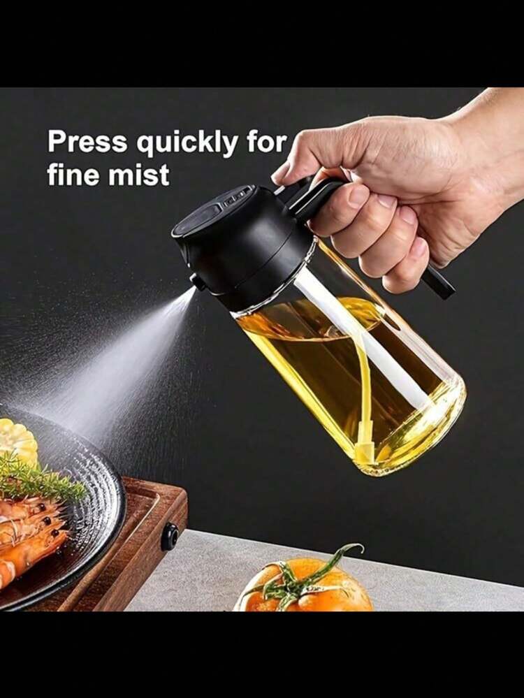 1 pieza Botella dispensadora de aceite de 470ml (16.5 onzas) para cocina - Dispensador de aceite de oliva 2 en 1 y vaporizador de aceite - Botella de aceite de oliva de 470ml - Vaporizador de aceite para cocinar, cocina de restaurante, ensalada, barbacoa - Multicolor - Ver 3