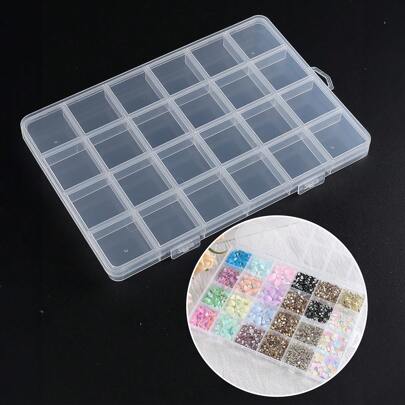 1pc Clear Plastic Jewelry Organizer Box, 24-Compartment Bead Storage Containers With Lid, Plastic Storage Box For Beads And Crafts Organization, Jewelry Storage Case, Jewelry Storage Box, Jewelry Box, Clear Organizer Box For Nail Art, Jewelry, Beads & Craft Supplies Back To School