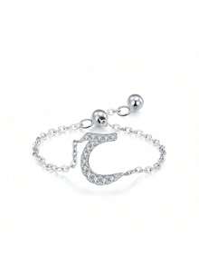 1 Stück 925 Sterling Silber eleganter & einfacher arabischer Buchstaben Ketten-Verstellbarer Ring als Geschenk für Frauen, Hochzeit, Geburtstag, Muttertag - Brief - Übersicht 47