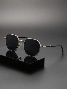 1 件金属几何复古简约圆框防紫外线男士太阳镜，适合夏季休闲装、海滩度假装饰、学校海滩配饰太阳镜太阳镜遮阳镜，适合夏季海滩度假、户外、旅行