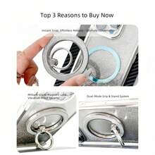 360° drehbarer Glitzer-Ring-Magnethalterung für Handys, 12-Stein Diamant, sofort an- und abnehmbar, klebefrei, Dual-Modus Griff- und Ständer-System kompatibel mit iPhone, Android Handy, Geschenk zum Geburtstag, für Familie, Freunde, Fingerring Halterung, Handygriff, Handyzubehör
