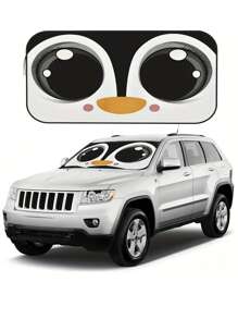1 pieza Adorable parasol plegable para coche con diseño de pingüino - Parasol para parabrisas con protección UV para SUV, camión y camioneta, mantén tu vehículo fresco, parasol plegable con protección contra rayos UV