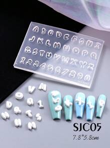 1 pieza Molde de silicona con figura de lazo, símbolos numéricos árabes, símbolos musicales para decoración de uñas. Molde con relieve con forma de copos de nieve, globos para estampado de gel, plantillas para manicura, accesorios y herramientas, ideal para decoración de teléfonos, tazas, cuadernos, gran regalo para niñas y mujeres