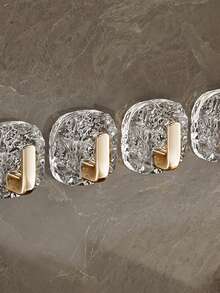 2pcs Ice Flower No-Drill Hooks – Space-Saving, Easy-Install Wall Mounted Storage Hooks For Bathroom Towel Rack And Kitchen Utensils, Ideal Wall Organizer For Towels, Robes, Accessories; Durable, Stainless Finish, No-Drill Design, Suitable For Small Spaces, Convenient Vertical Storage Solution; Great For Apartments And Dorms, Quick Grip, Tool-Free Mounting, Keeps Countertops Clear, Decorative Ice Flower Motif, Matches Modern Decor - Multicolor - View 2