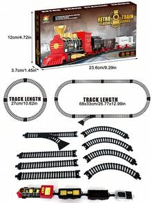 蒸汽复古经典电动火车，电动火车轨道套装。经典玩具火车套装，轨道玩具，带蒸汽功能的电动火车。 - 彩色 - 查看 2