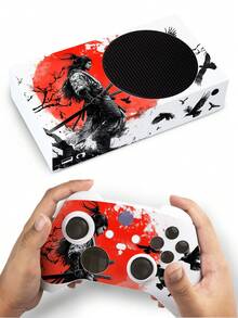 4pcs Chinese Ink Wash Style Oriental Samurai Landscape Game Console Stickers, Scratch-Resistant, Waterproof, Dustproof Decorative Decals