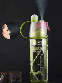 1 Pc Of 600ml Sports Spray Water Cup, Press Type Water Spray, Portable Water Bottle, Outdoor Sports, Fitness, Effective Temperature Reduction, Moisturizing, Men's And Women's Water Bottles, Suitable For Home, Outdoor, Gym