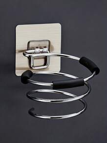 1 pezzo/2 pezzi Supporto da parete per asciugacapelli, supporto in acciaio inossidabile per asciugacapelli, rastrelliera per salone/camera da letto/bagno (con pellicola adesiva e pad antiscivolo), essenziali per il ritorno a scuola, viaggi e vacanze, accessori per capelli per donne
