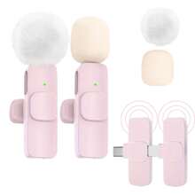 New 1 Drag 2 Microphone Lavalier 2.4GHz 2 In 1 Portable Mini Microphone Wireless Recording Microphone For Type-C Phone