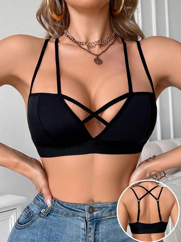 1pc Women's Solid Color Comfortable Racerback Sports Bra