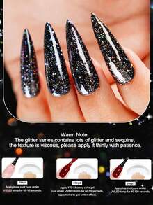 8.5毫升闪光黑红色凝胶指甲油半永久可卸UV LED凝胶指甲油美甲美甲 - 黑色 - 查看 3