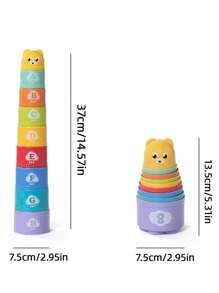 Tazas apilables educativas para niños de colores aleatorios, juguete torre arcoíris para niños, tazas apilables de anillos para niños, juguetes de playa, regalos de festivales, regalos de cumpleaños (color aleatorio)