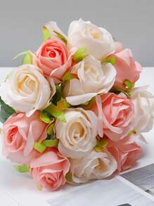 12 Artificial Rose Hand-Held Flowers, Multi-Color Simulated Silk Roses, Used For Parties, Home Proposals, Weddings, Brides, Wedding Decorations