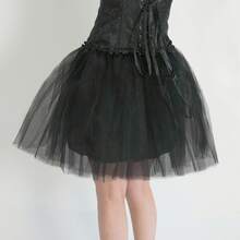 1 pièce Jupon en tulle à 4 couches pour adulte, Robe tutu bouffante de princesse, Costume pour cosplay, fête d'anniversaire, jeu de rôle, vêtements d'automne pour femmes - Noir - Voir 4