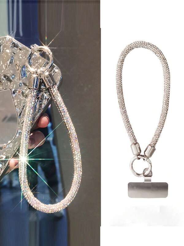 Accessorio in cristallo e perline per telefono, cinturino per il polso, portachiavi, supporto per auricolari
