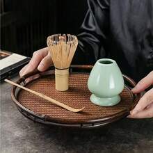 3PCS Matcha Set Bamboo Whisk Tea Spoon Ceramic Fittings Matcha Whisk (Chasen) Tea Spoon And Scoop (Chashaku) Tea-Making Tools Back To School - A - View 3
