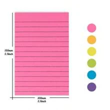 (8 Pad) notes adesive rigate 4x6 pollici, 8 colori, note adesive brillanti e rettangolari di grandi dimensioni per ufficio, casa, scuola, riunioni, 40 fogli/blocchetto, forniture scolastiche, back to school