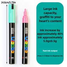 1pc Acrylic Marker Pen, 120/100/80/60/48/36/24/12 Colors, Valve Tip, Waterproof Layerable Colored Pens, Fade-Resistant, Non-Bleeding, Suitable For Sketching, Art Students, DIY Drawing And Coloring Back To School