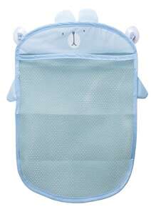 1pc/3pcs Colorful Mesh Bath Toy Storage Net Bag, Waterproof Cartoon Bathroom Hanging Suction Cup Organizer Basket, Toy Storage Pouch, Bathroom Organizer Bag