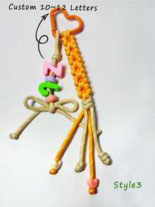 [Custom] 1pc Multicolor Braided Cord, Customized Acrylic Letter Beaded Keychain, Heart-Shaped Keychain, Name Tag Bag Charm, Water Bottle Hanger, Back To School Gift, Holiday Gift